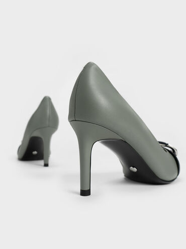 Gabine Leather Toe-Cap Pumps, Sage Green, hi-res
