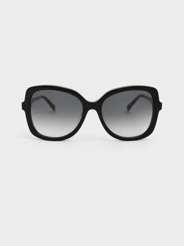 Gafas de sol de mariposa de acetato reciclado, Negro, hi-res