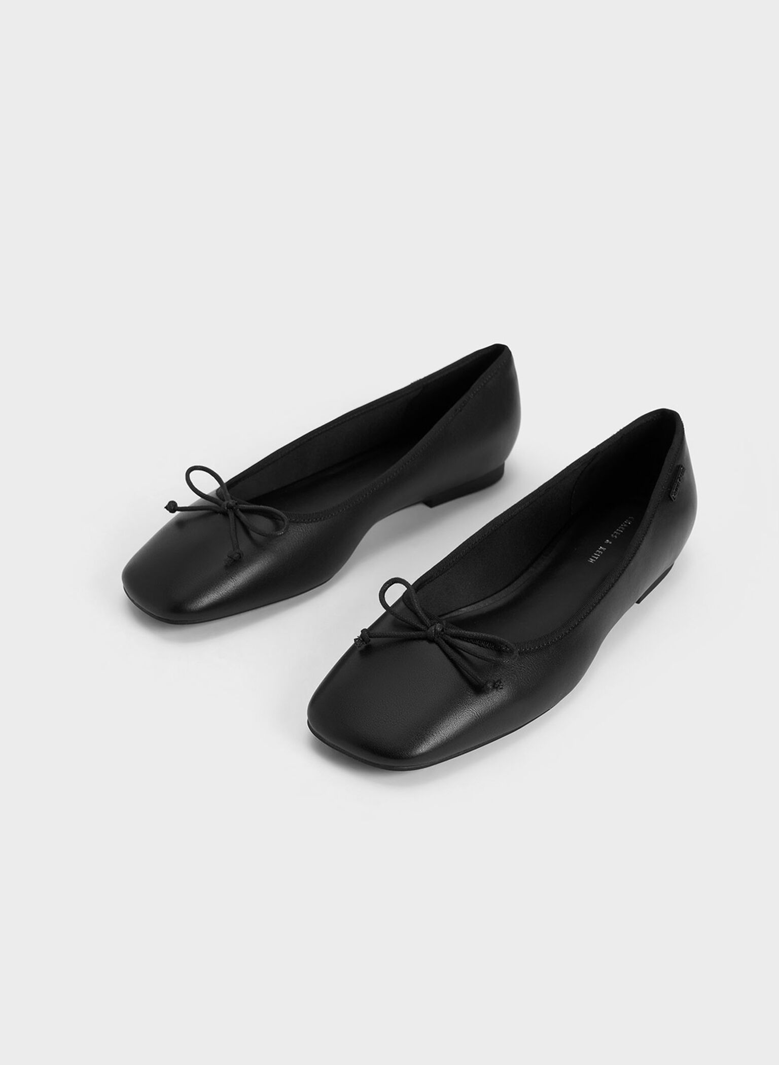 Rhea Bow Ballerinas, Black, hi-res