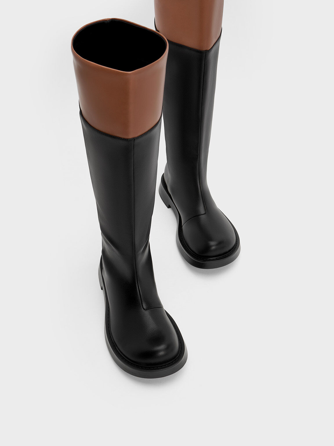Round toe knee high boots best sale