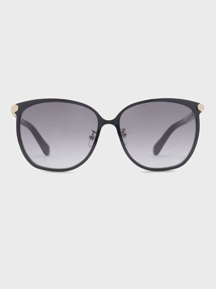 Oversized Square Sunglasses, Black, hi-res