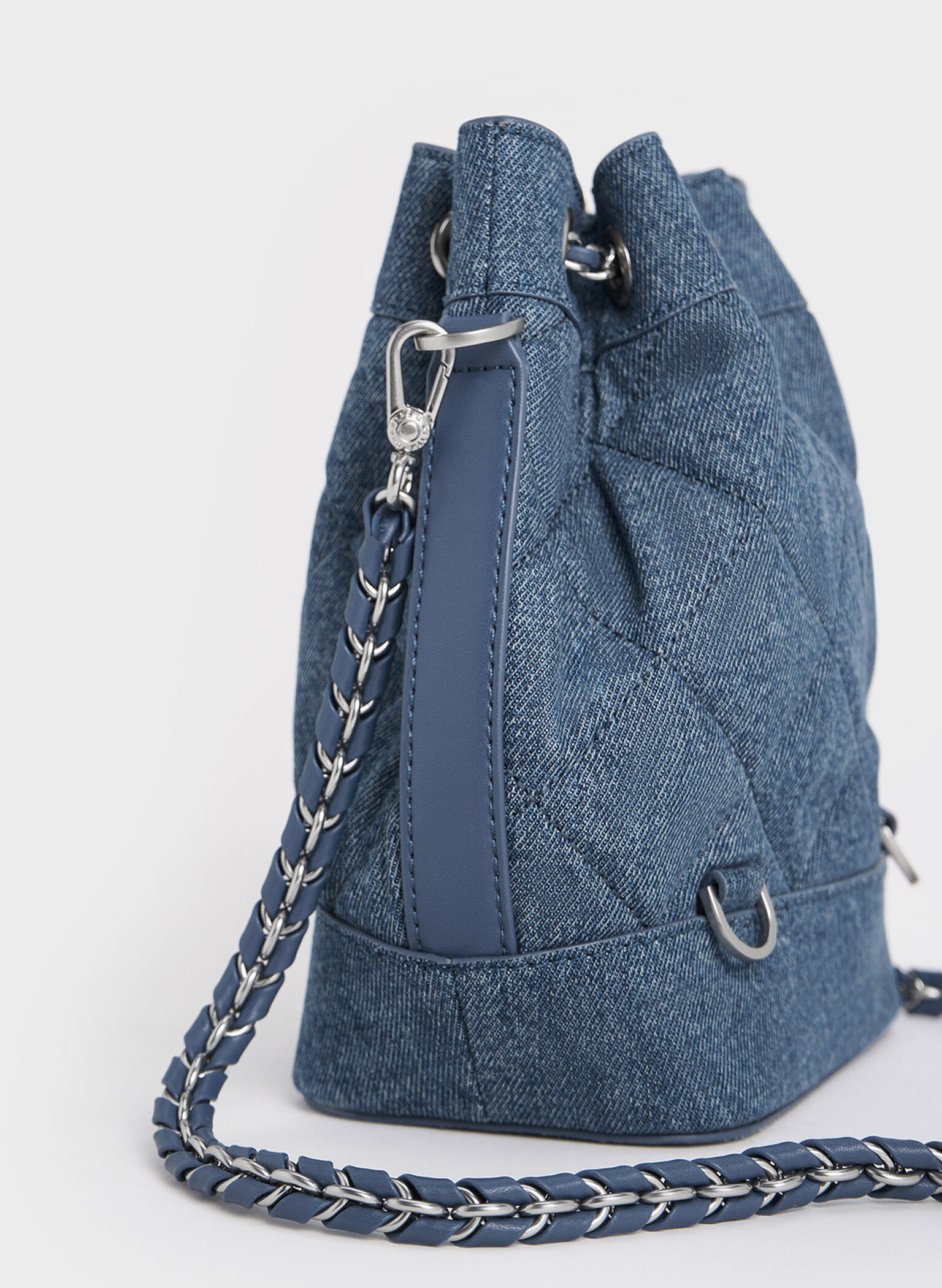 Julia Denim Quilted Two-Way Bucket Bag, Denim Blue, hi-res