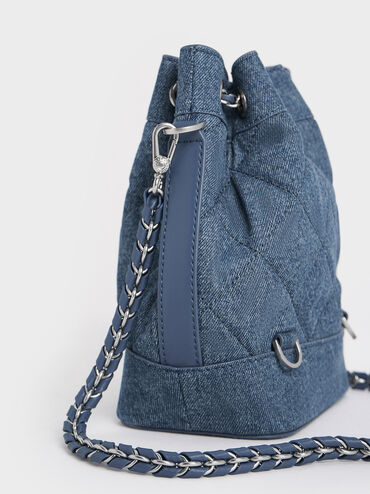 Julia Denim Quilted Two-Way Bucket Bag, Denim Blue, hi-res