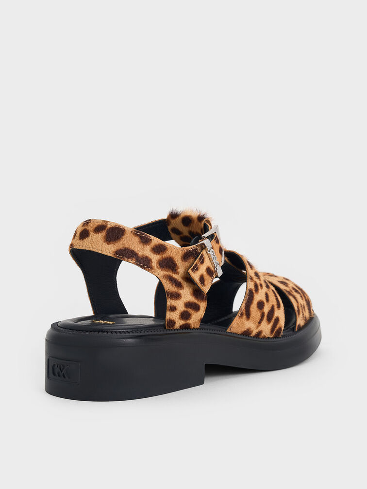 Sandalias tipo pescador texturizadas con estampado de leopardo, Multicolor, hi-res