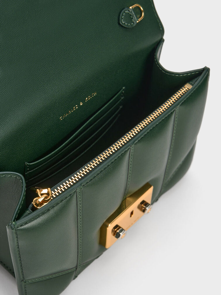 Eudora Chevron Boxy Bag, Dark Green, hi-res