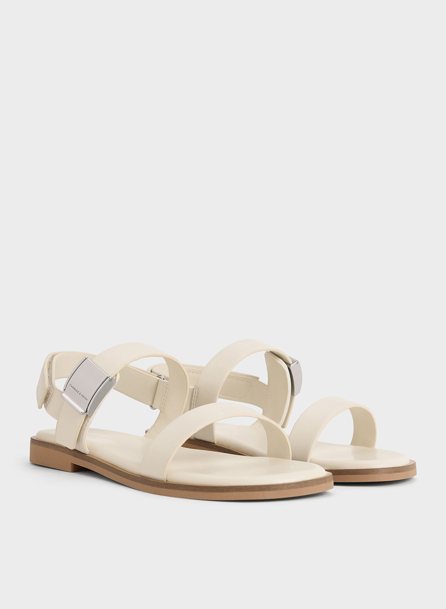 Girls' Yvette Double Strap Sandals, Chalk, hi-res
