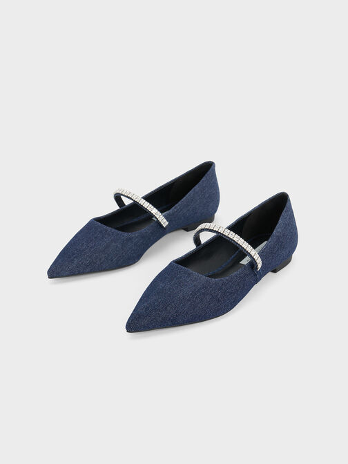 Ambrosia Gem-Embellished Flats, Blue, hi-res