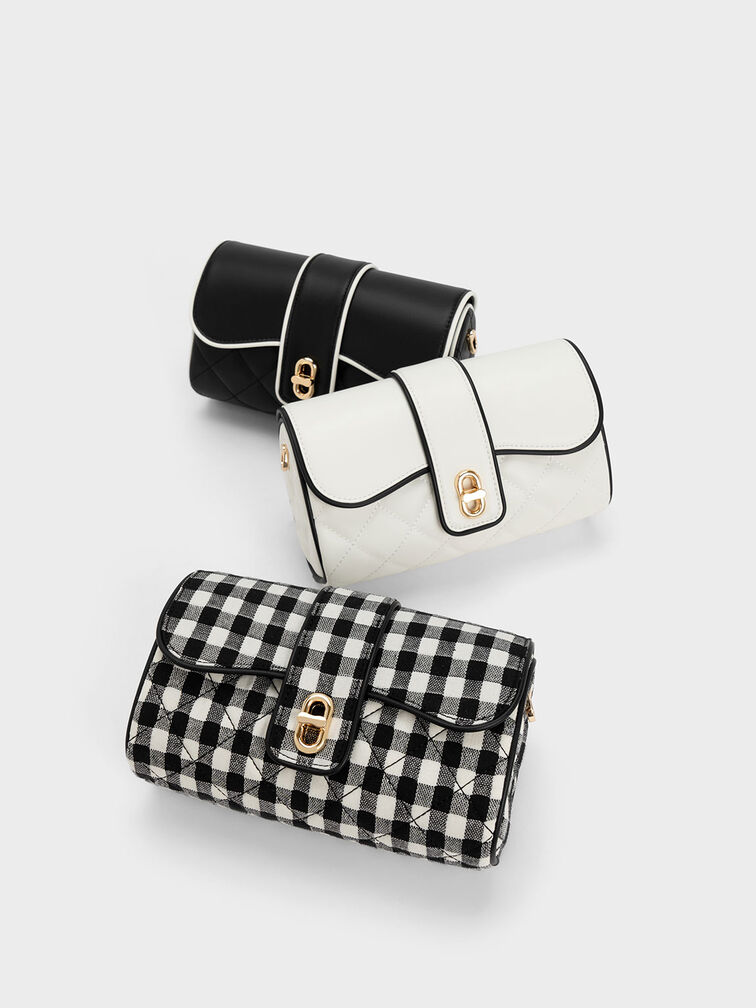 Gingham Belted Crossbody Bag, Multi, hi-res