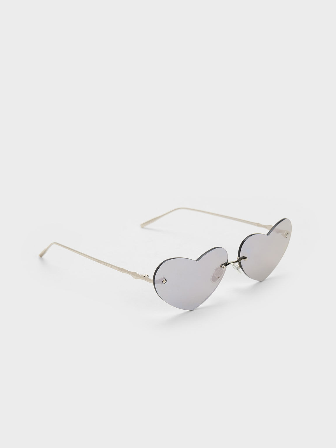 Heart-Shaped Cat-Eye Sunglasses, Silver, hi-res