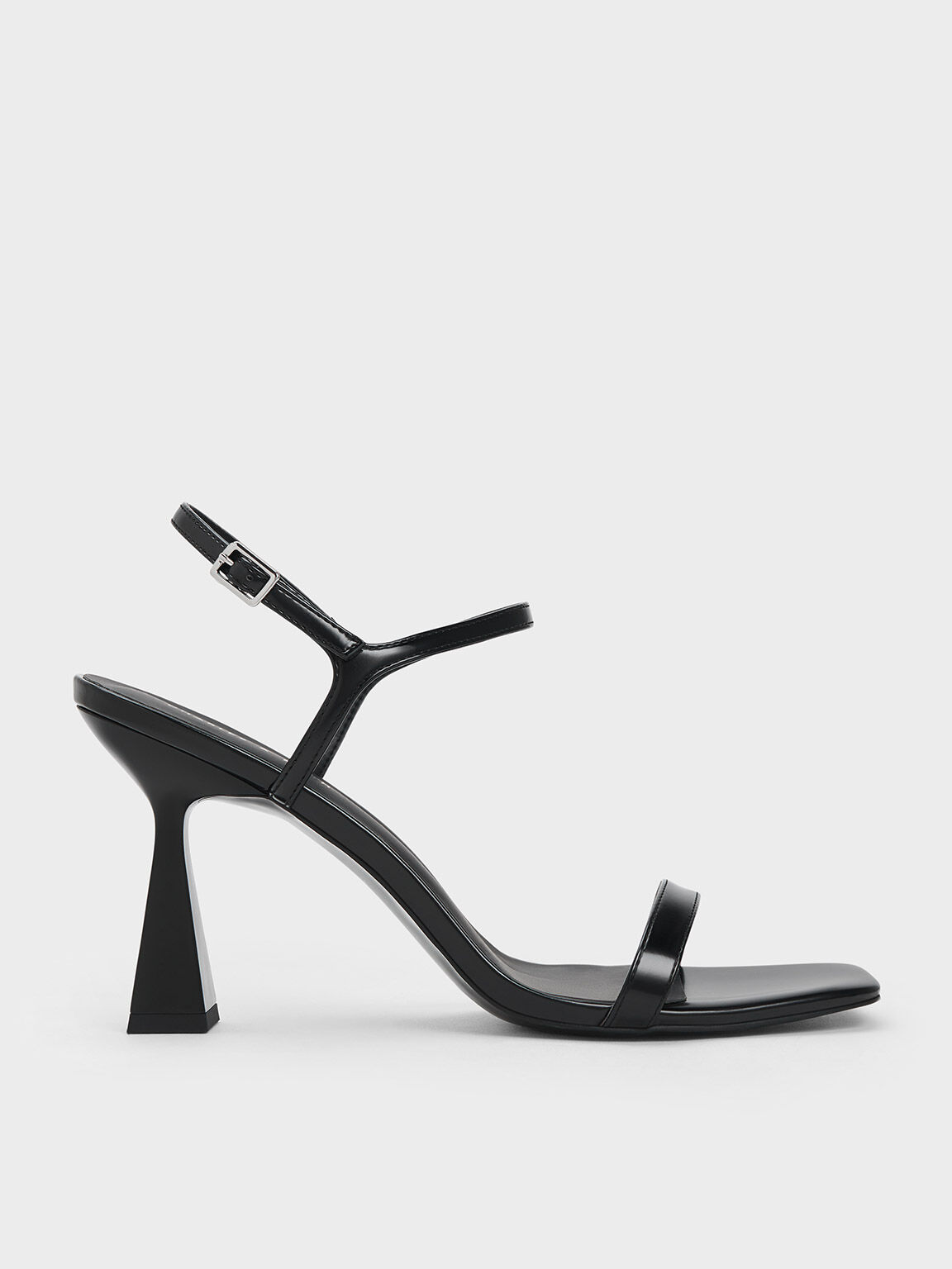 Black square 2025 heel sandals