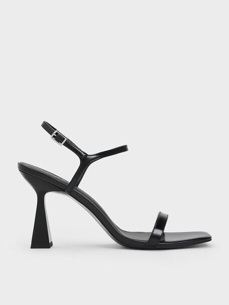 Square Toe Trapeze Heel Sandals, Black Box, hi-res