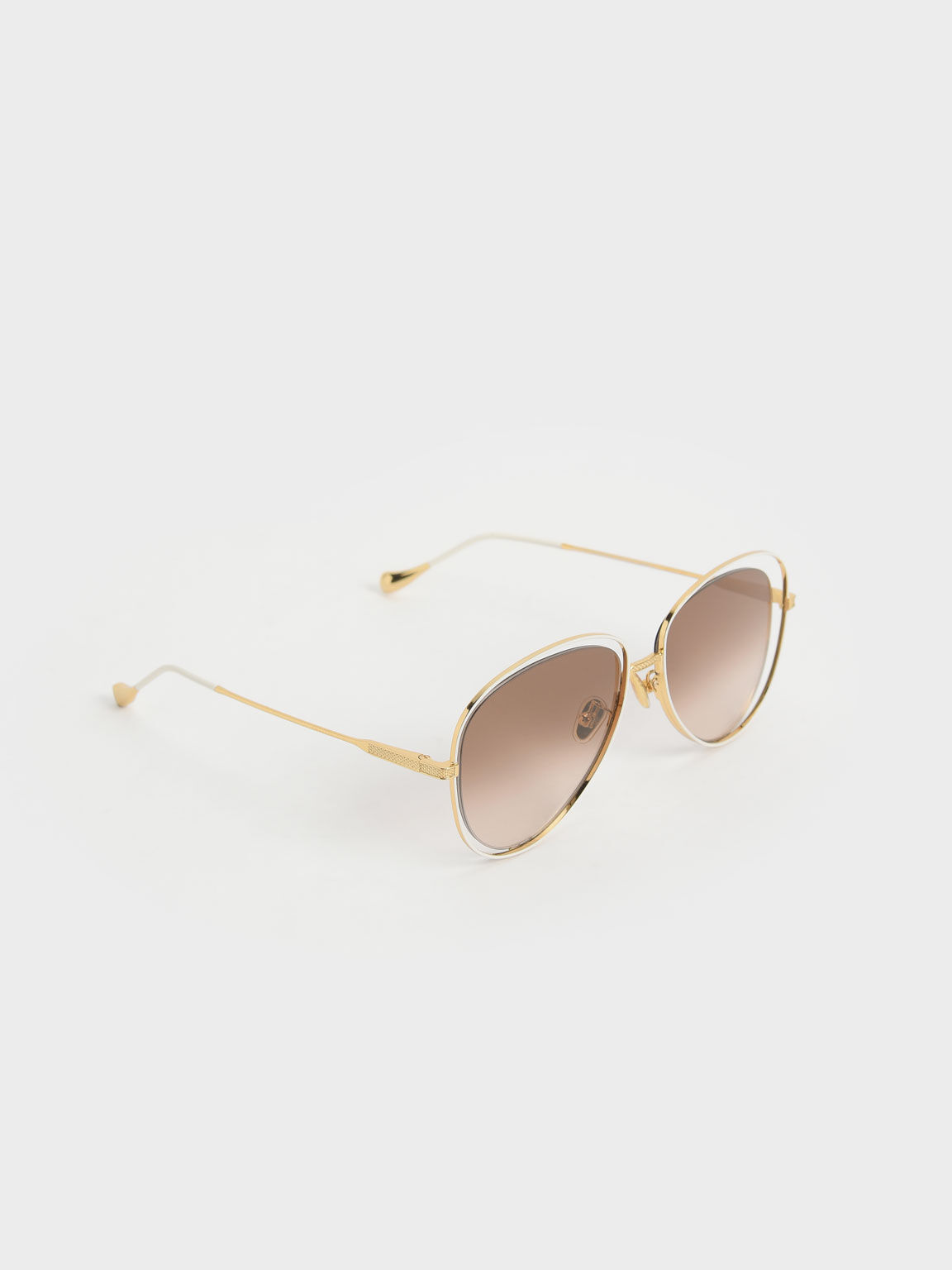 Cut-Out Aviator Sunglasses, Gold, hi-res