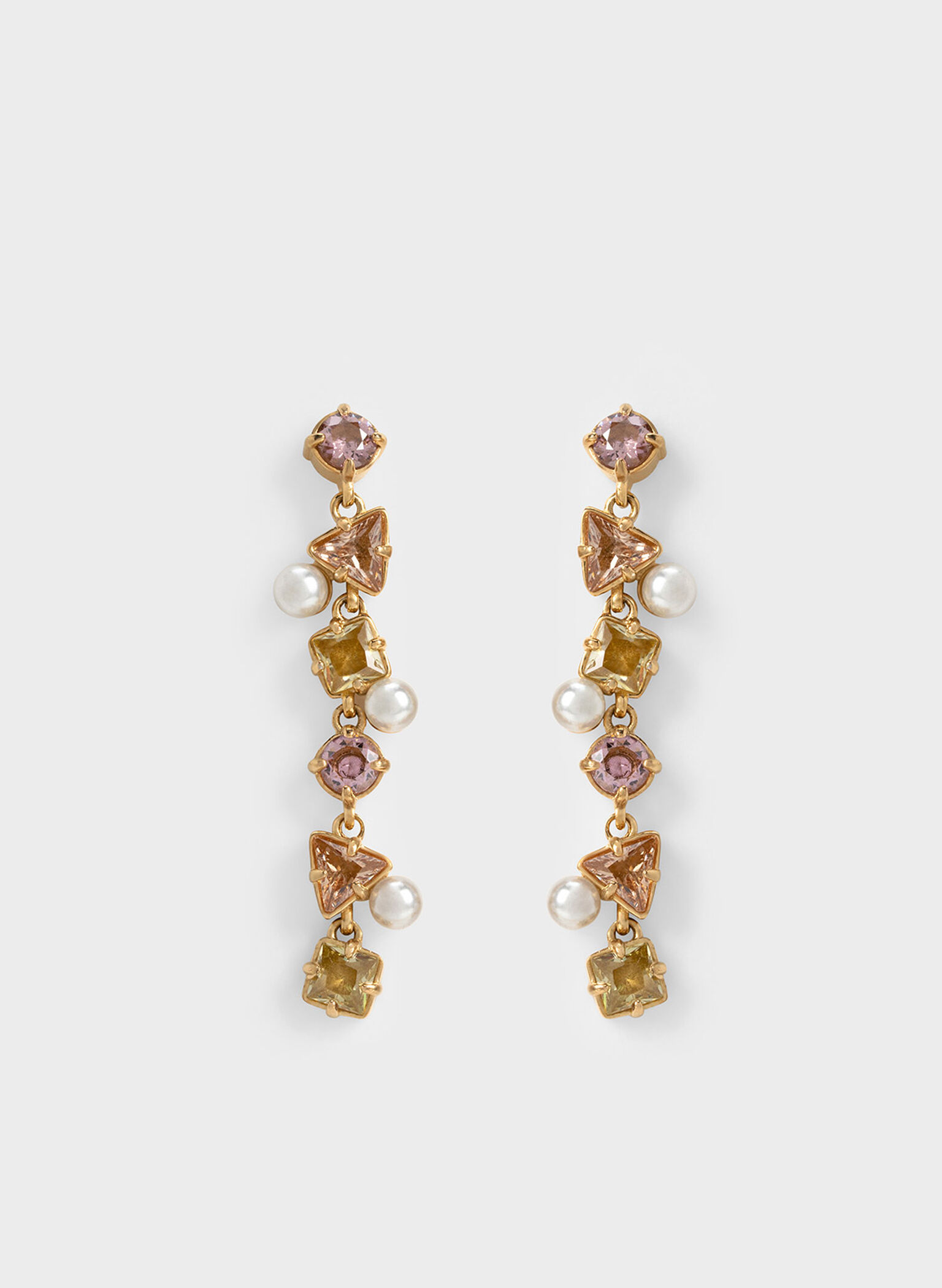 Pearl & Crystal-Embellished Drop Earrings, Nude, hi-res