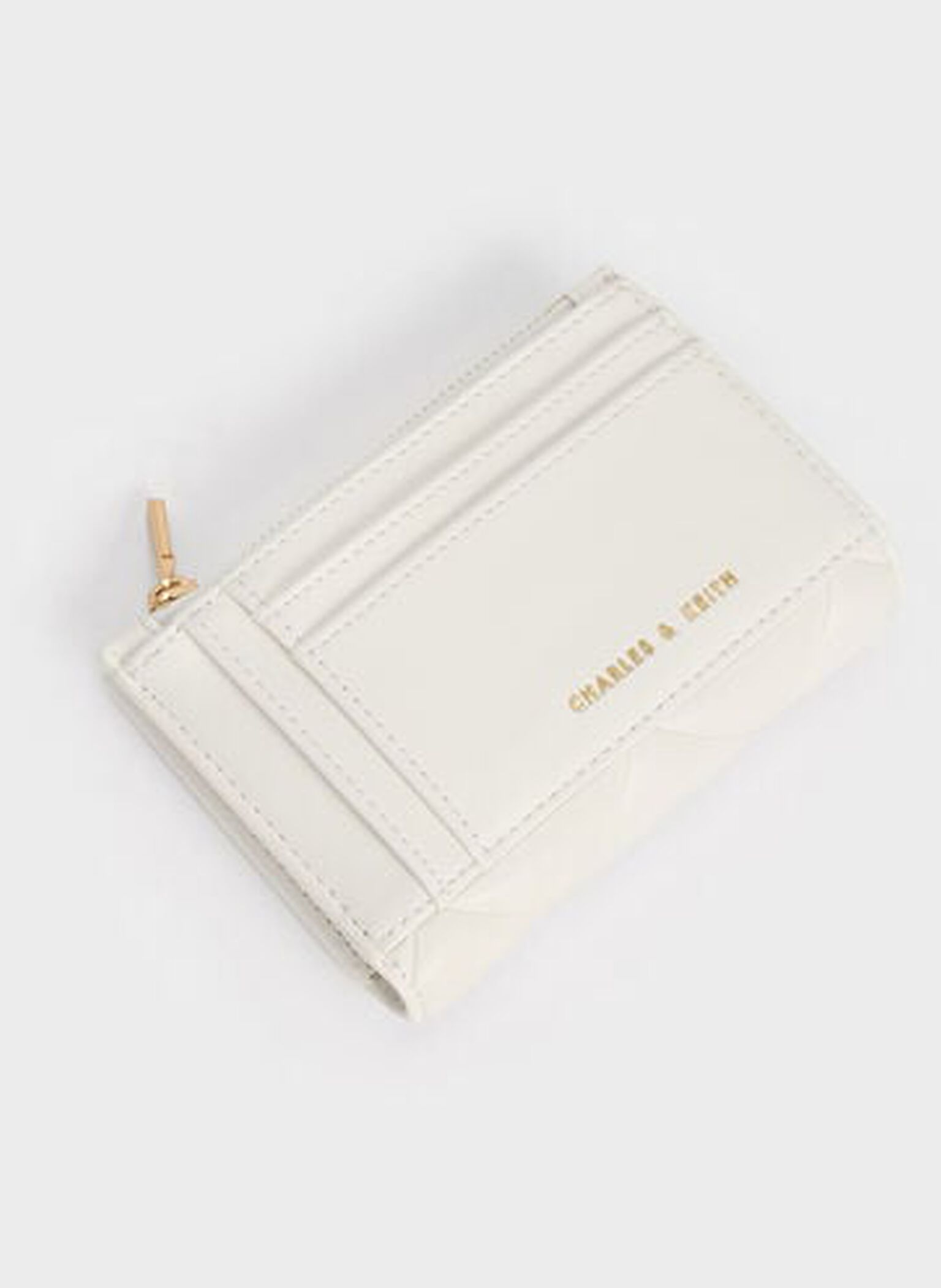 Gemma Quilted Card Holder, White, hi-res