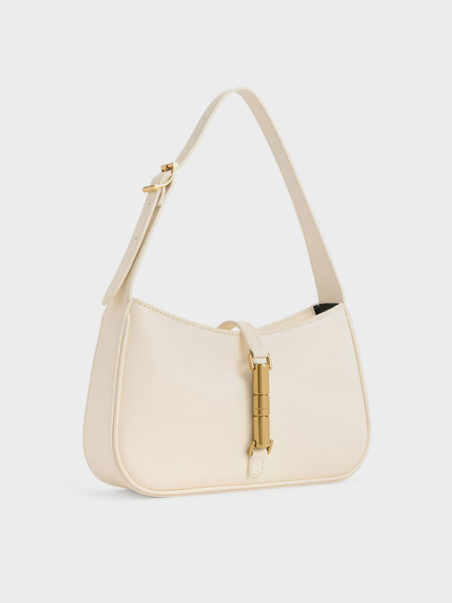 Cesia Metallic Accent Shoulder Bag, Cream, hi-res