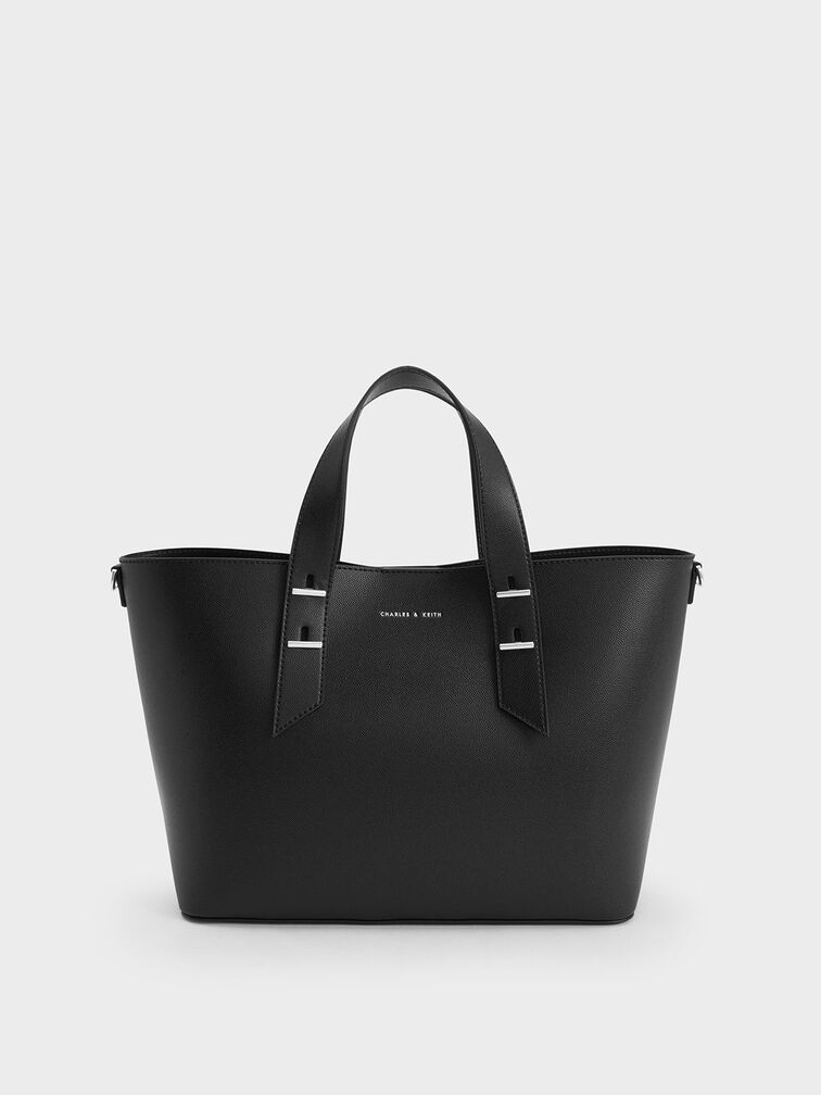 Black Classic Double Top Handle Bag - CHARLES & KEITH US