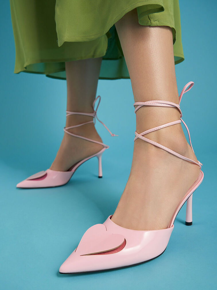 Amora 心型綁帶高跟鞋, 粉紅色, hi-res
