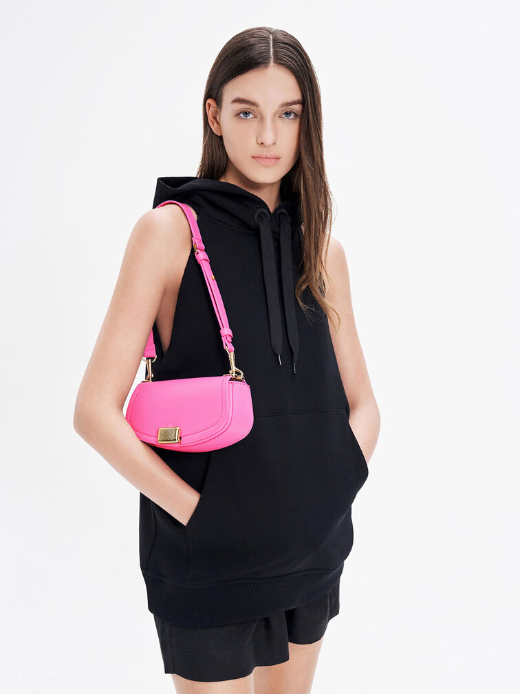 Sonnet Two-Tone Chain Handle Shoulder Bag, Pink, hi-res