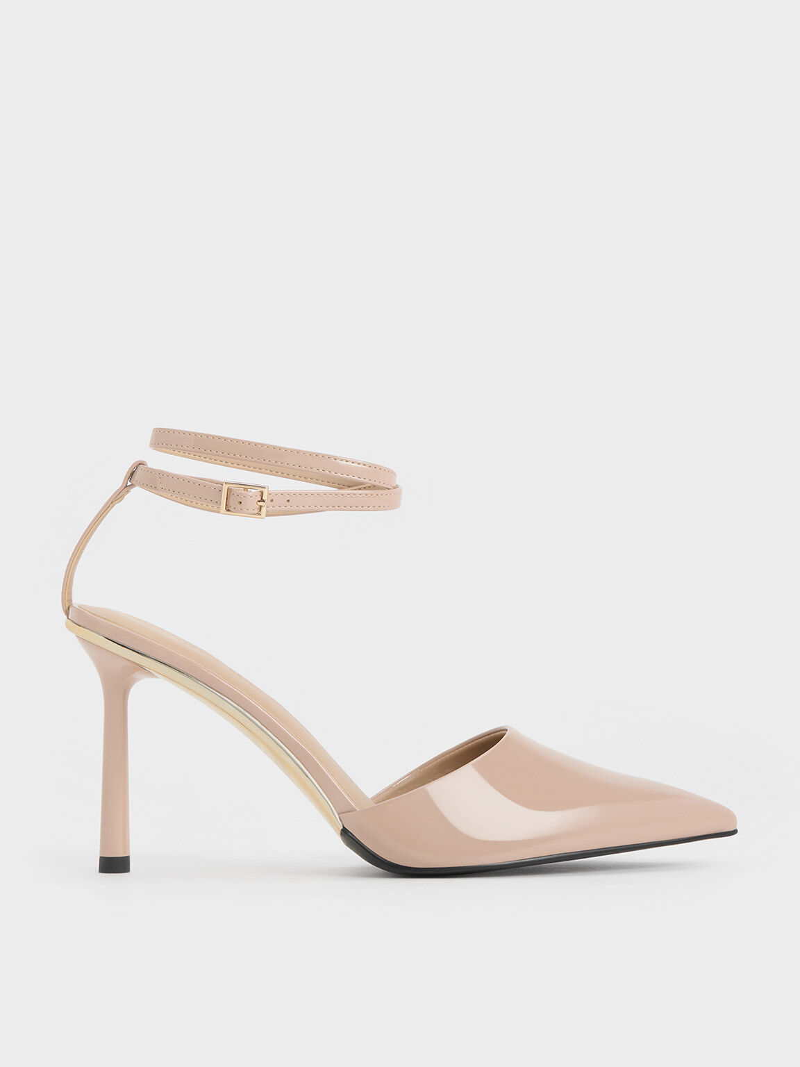 Wide Fit Patent Pointed Toe Strappy Heel | Boohoo UK
