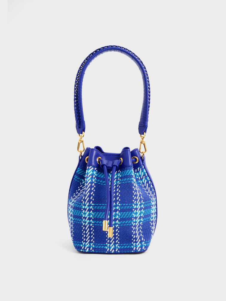 Flower Pattern Drawstring Bucket Bag With Chain Strap Crossbody Bag