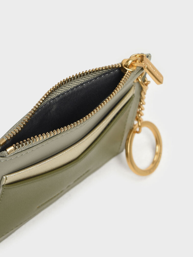 Sage Green Chain Link Card Holder - CHARLES & KEITH US