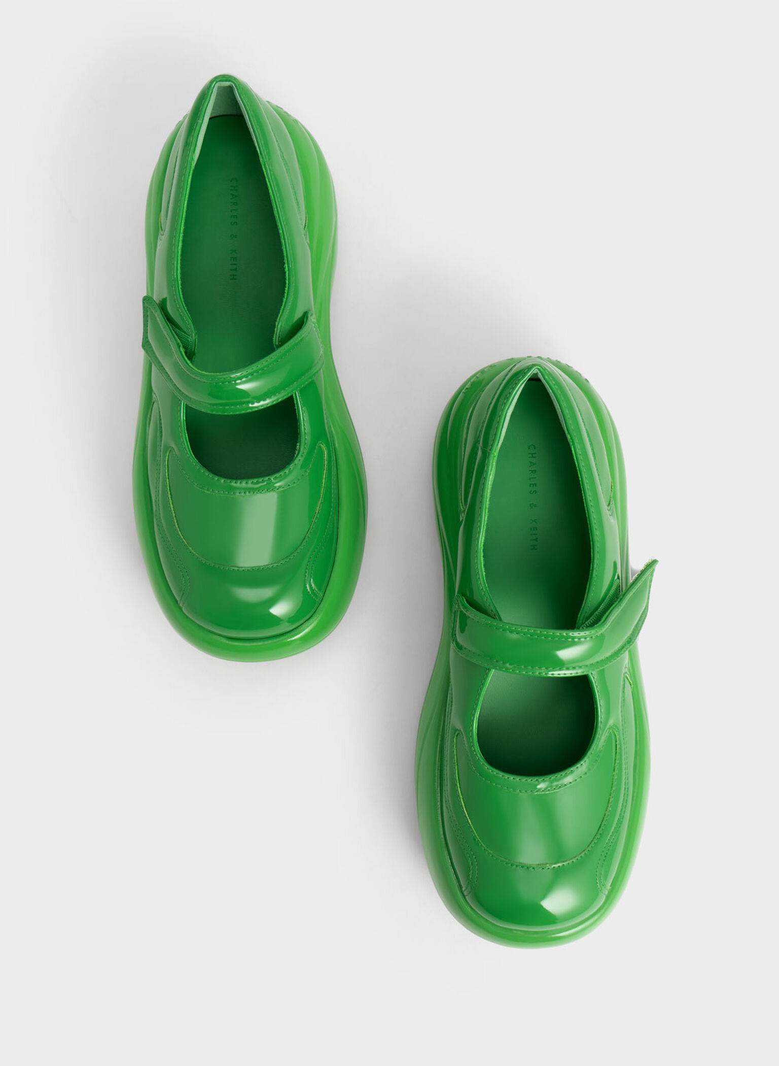 Roony Patent Mary Janes, Green, hi-res