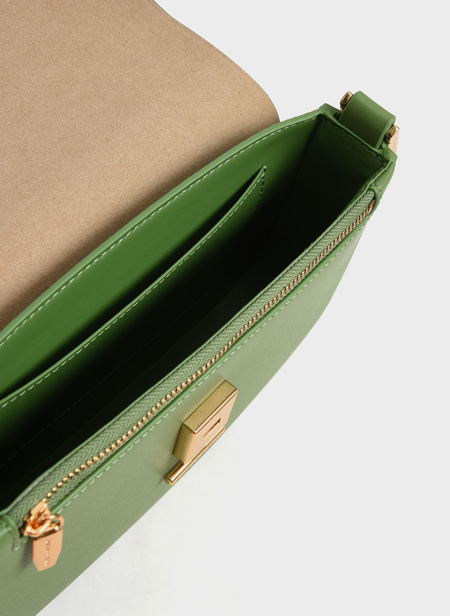 Koa Square Push-Lock Shoulder Bag, Green, hi-res