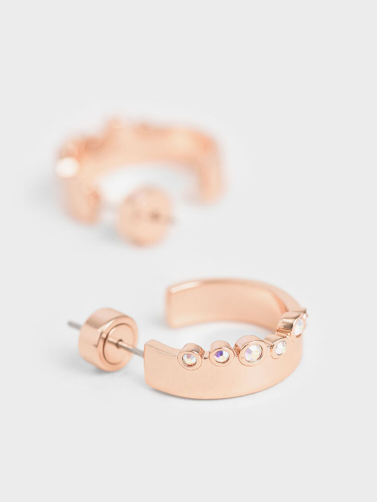 Swarovski� Crystal Studded Hoop Earrings, Rose Gold, hi-res