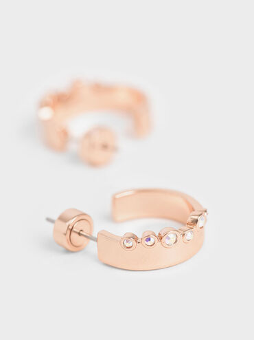 Swarovski� Crystal Studded Hoop Earrings, Rose Gold, hi-res