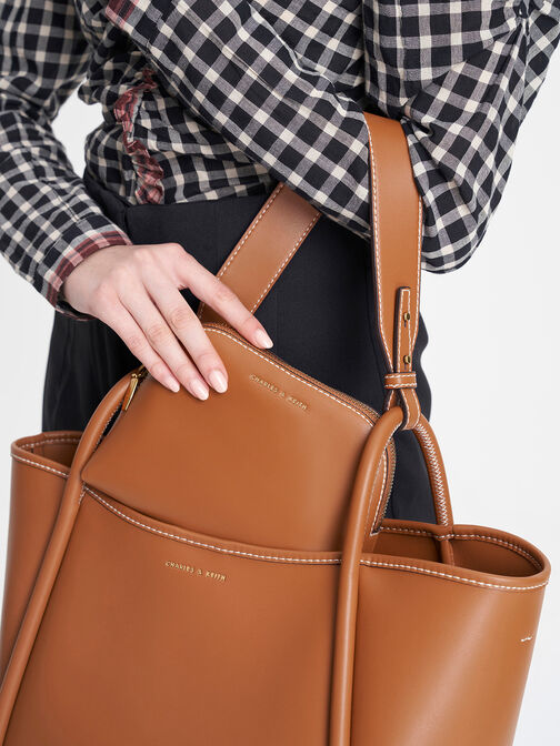 Bolso tote holgado tubular Lyla, Coñac, hi-res