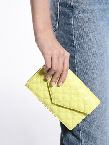 Duo Quilted Envelope Clutch, Butter, hi-res