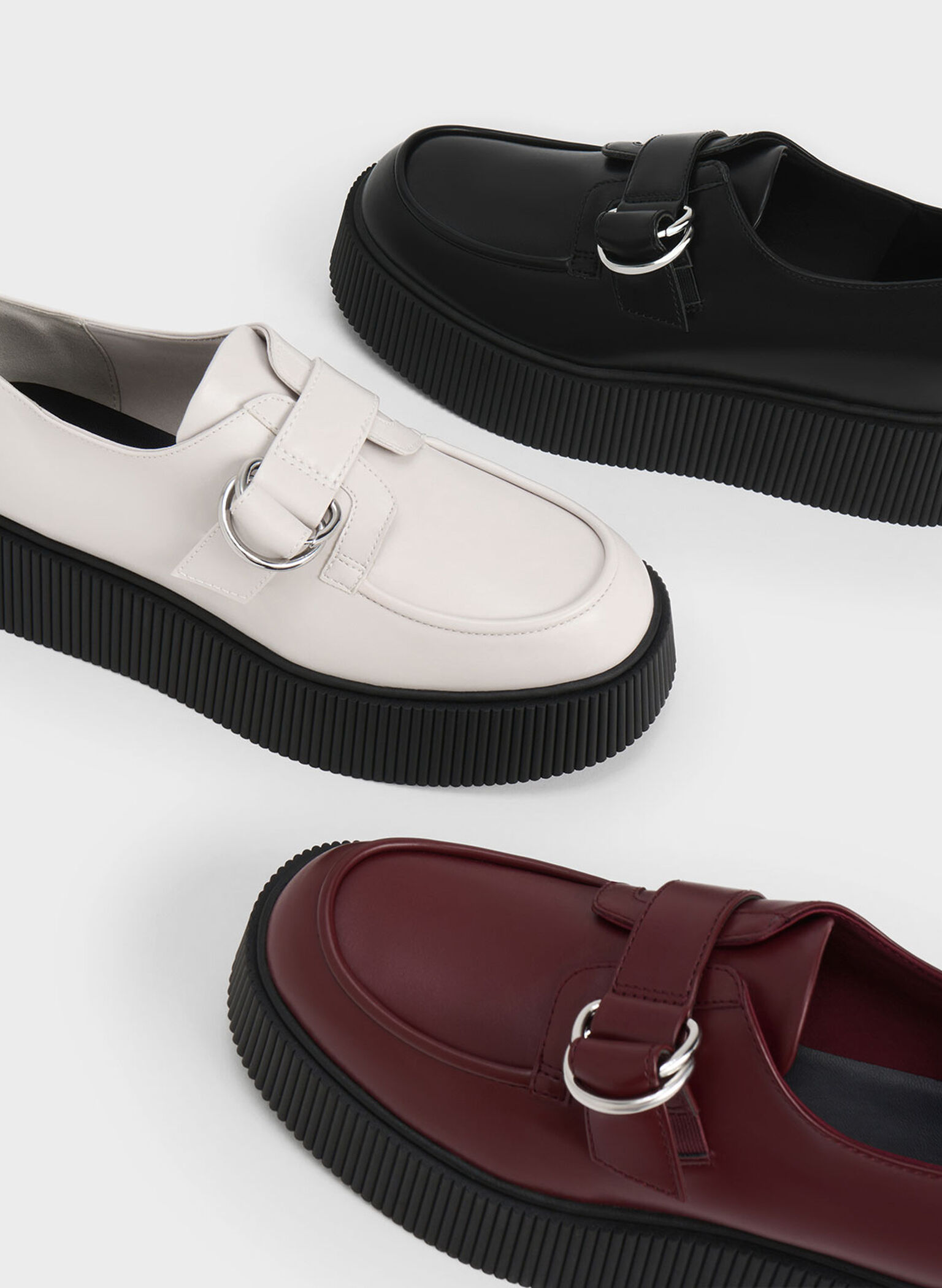 Cordova Buckled Platform Loafers, Black, hi-res