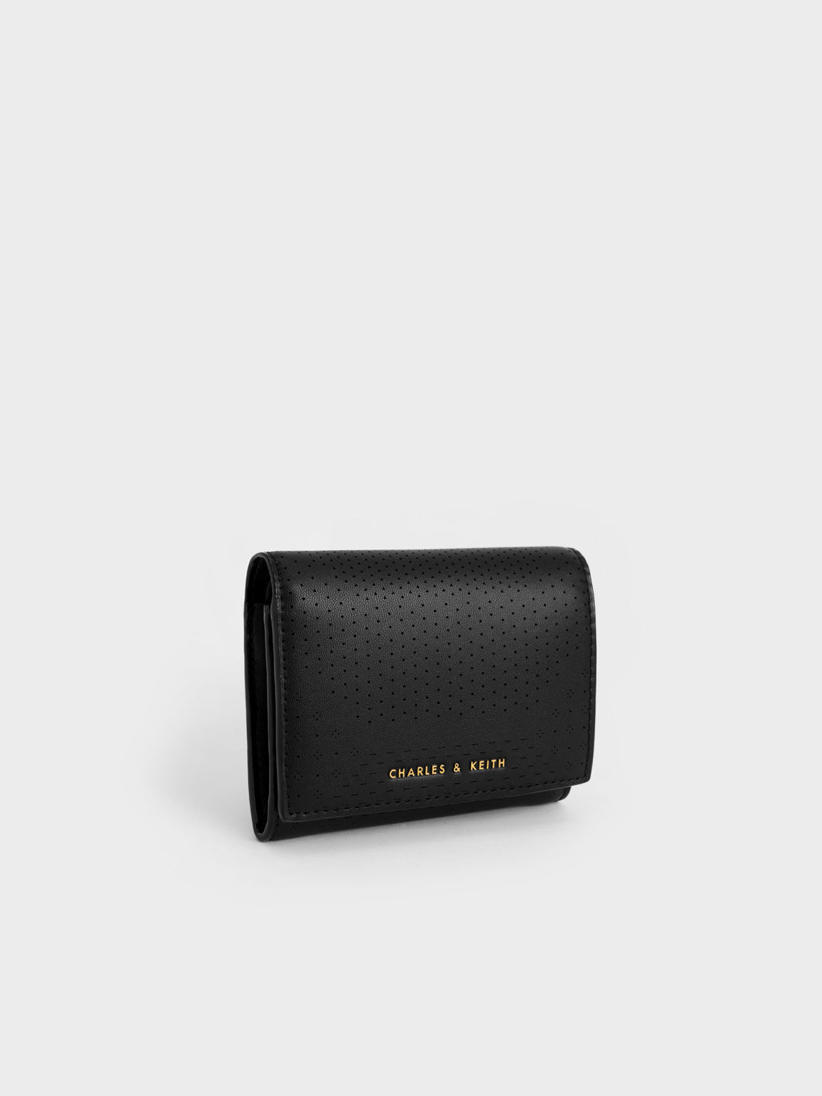 Lorain Perforated Wallet, Black, hi-res