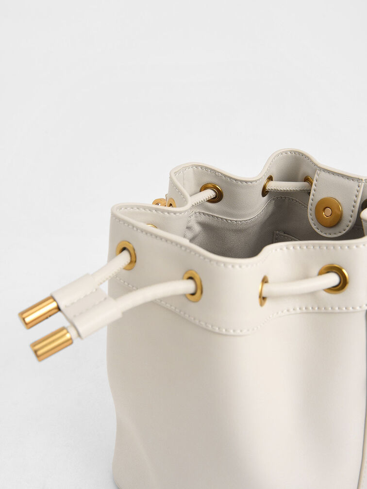 Drawstring Bucket Bag, Ivory, hi-res