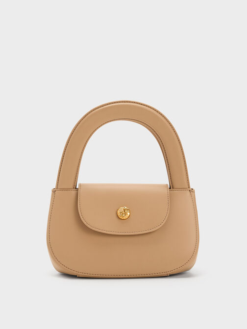 Double Handle Curved Tote, Nude, hi-res