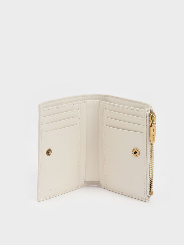 Top Zip Mini Wallet, Cream, hi-res