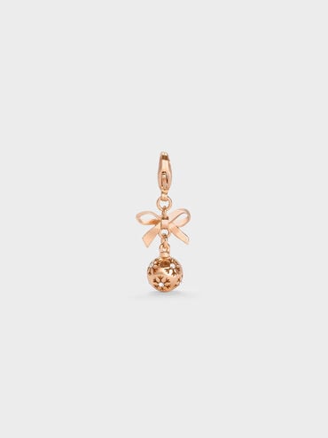 Athalia Crystal-Embellished Bow Snowflake-Ball Charm, Rose Gold, hi-res