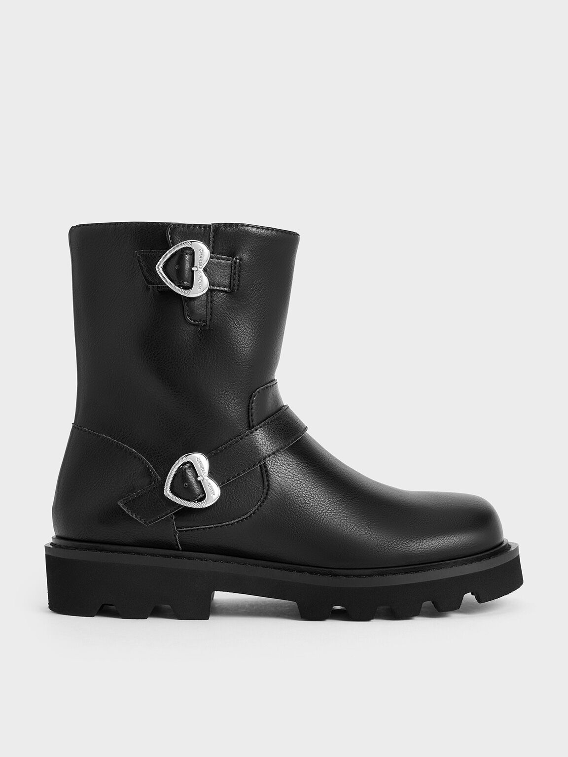 Ladies black buckle ankle boots discount