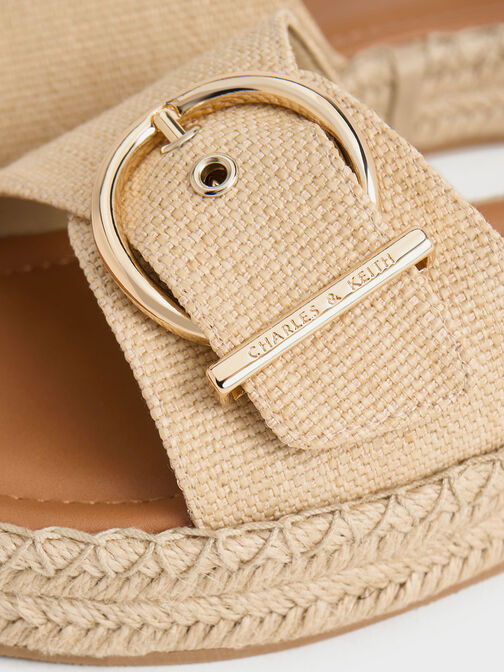 Buckled Woven Espadrille Sandals, Sand, hi-res