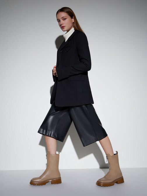 Billie Front-Zip Ankle Boots​, Taupe, hi-res