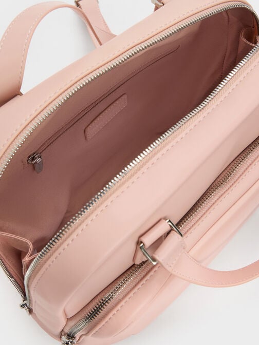 Nelly Front-Pocket Boxy Backpack, Light Pink, hi-res