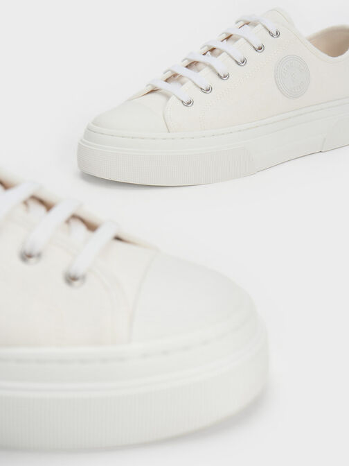 Kay Canvas Low-Top Sneakers, White, hi-res