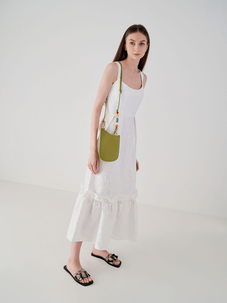 Aviary Bead-Embellished Strap Phone Pouch, Avocado, hi-res