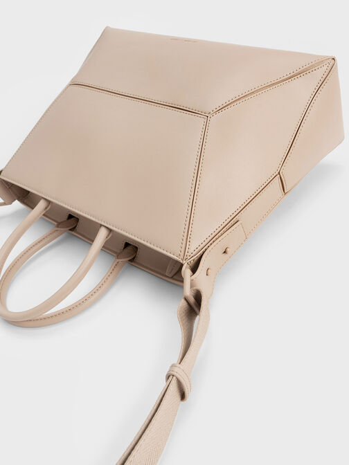 Nasrin Geometric Tote Bag, Beige, hi-res