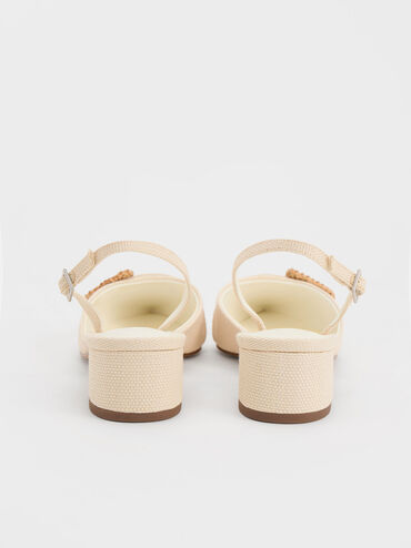 Woven-Buckle Slingback Pumps, Chalk, hi-res