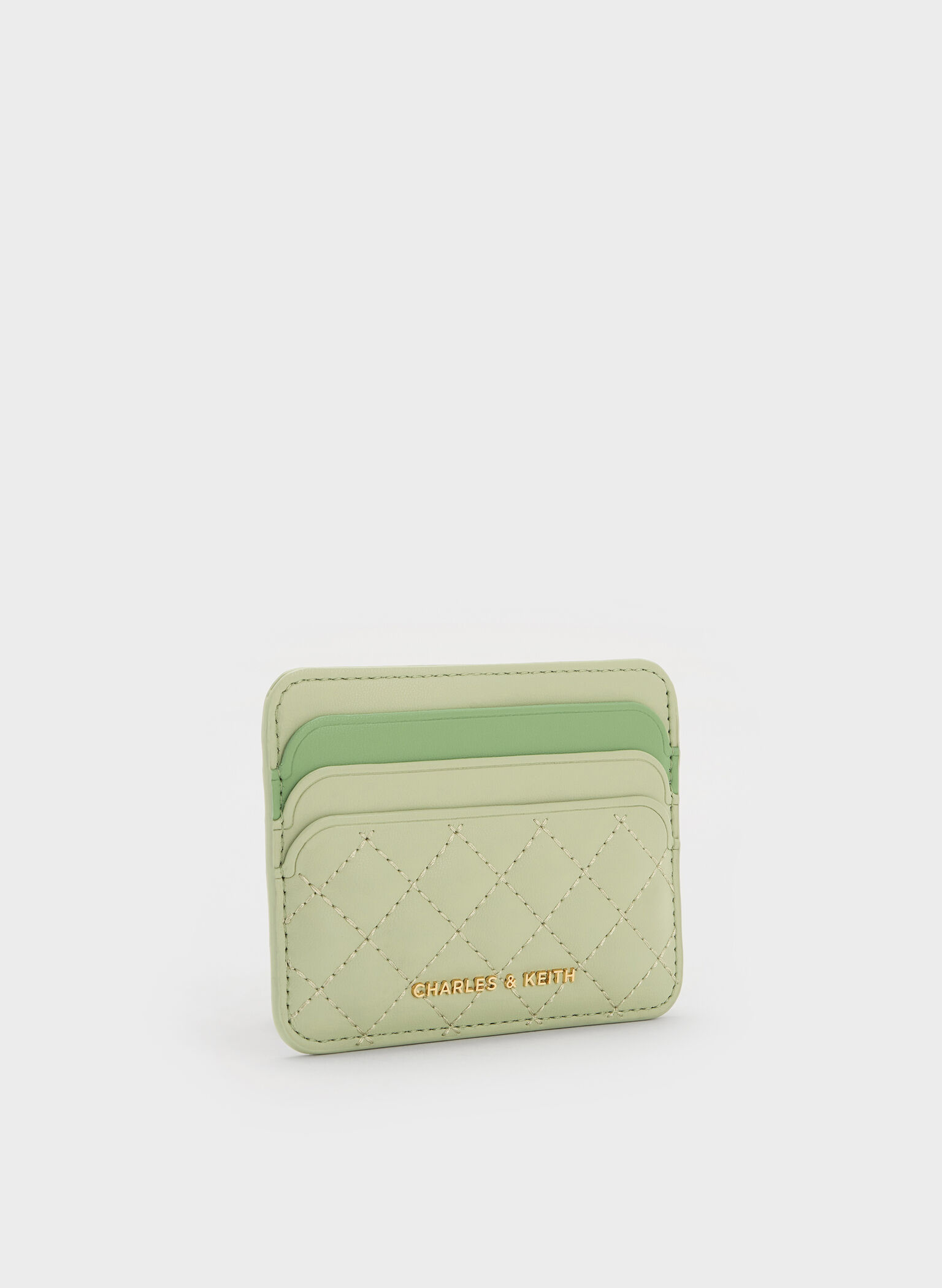 Cleo Two-Tone Quilted Card Holder, Matcha Green, hi-res
