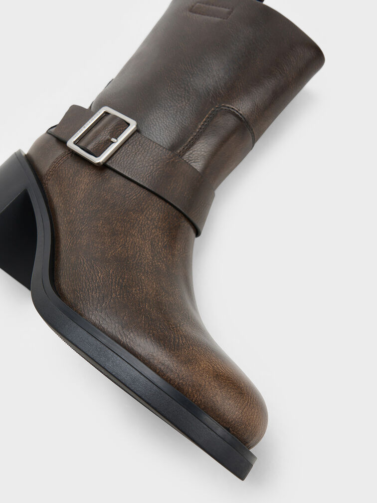 Botines Kailey con hebilla lateral, Marrón oscuro, hi-res