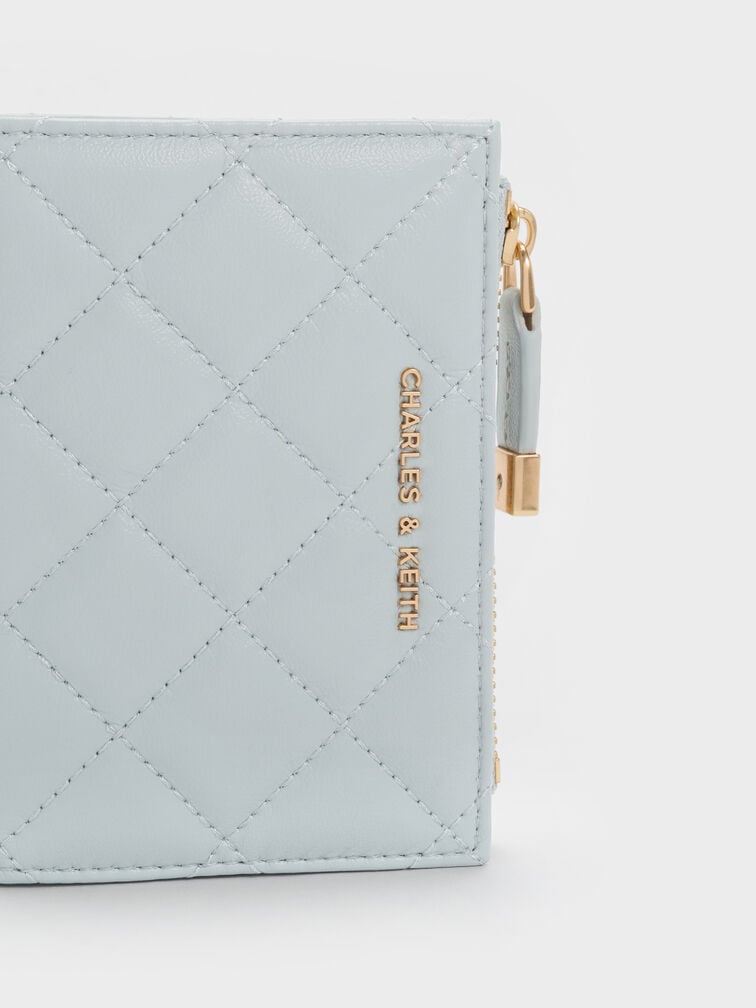 Alva Quilted Top-Zip Small Wallet, Sea Salt Blue, hi-res
