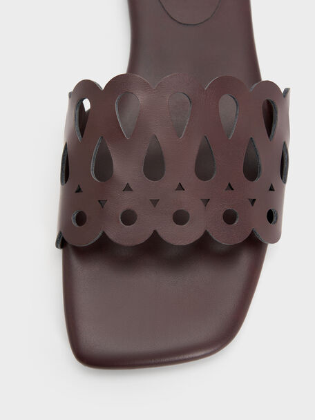 Cut-Out Slide Sandals, Maroon, hi-res