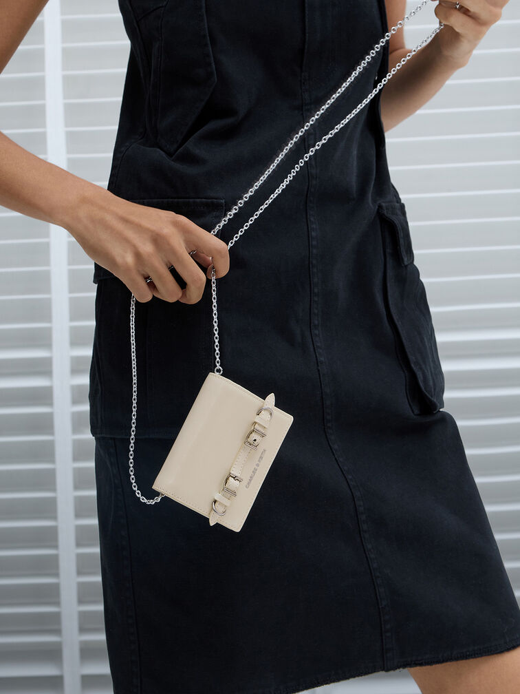 Sloane Chain-Handle Wallet, Cream, hi-res